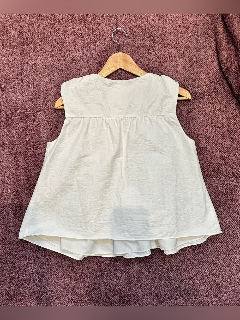 Anthropologie Mare Mare Shirred Swing Tank Ivory Small Babydoll - Picture 5 of 11